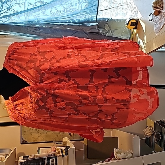 Torrid sZ 3 3x coral burnout Harper blouse - Picture 1 of 7